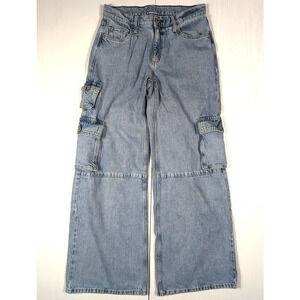 Arizona Low Rise Baggy Jeans Womens Size 5 Light Blue Cargo Skater 90s Grunge